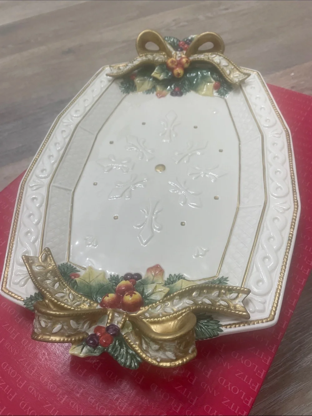 Fitz & Floyd Snowy Woods Oval Serving Platter 1996 Christmas 15x10
